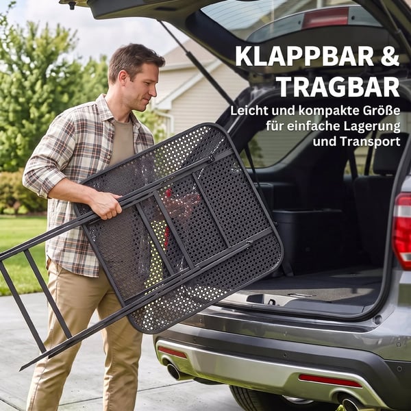 Hopfällbart Trädgårdsbord 70x70 cm - Väderbeständigt Balkongbord i Svart Stål