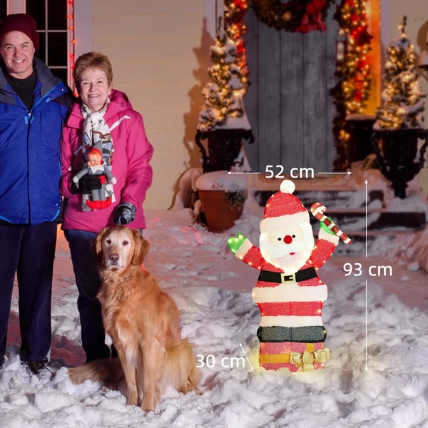Juldekoration Tomte med LED-lampor, Varmvit, Flerfärgad Stålram, 97 lampor, 93 cm hög