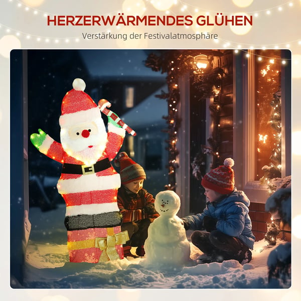 Juldekoration Tomte med LED-lampor, Varmvit, Flerfärgad Stålram, 97 lampor, 93 cm hög