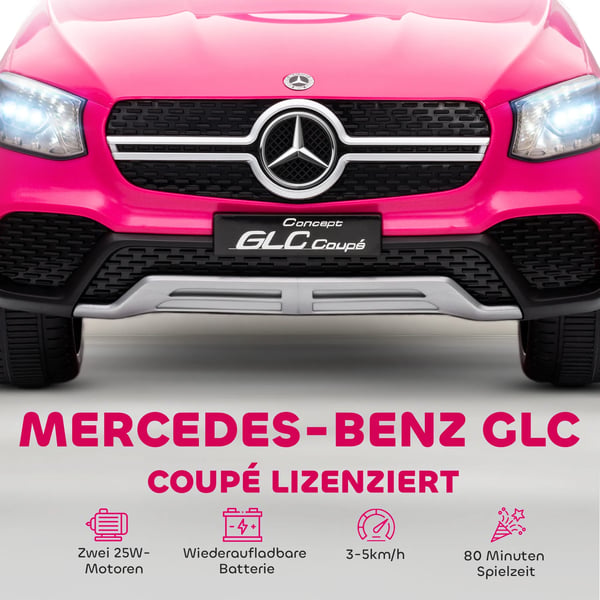 Børnebil Mercedes-Benz GLC Coupé - Rosa (12V, Fjernbetjening, LED, Musik)