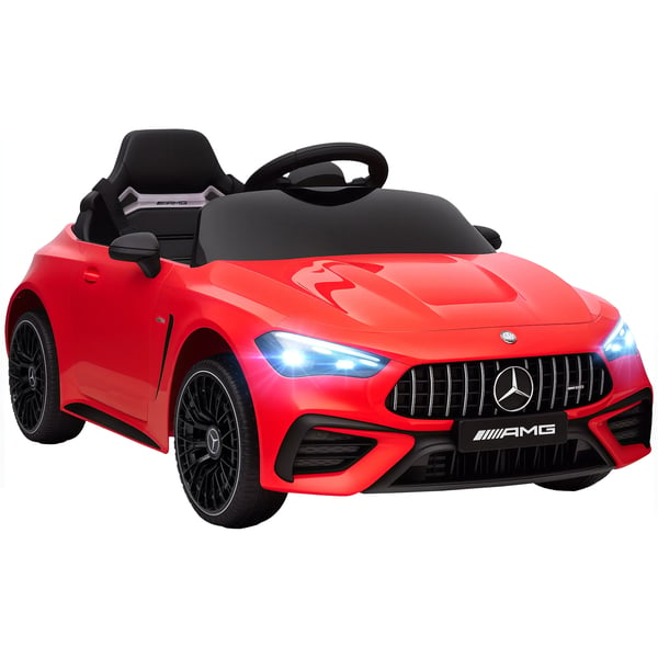 Børne elbil, Mercedes-design, Fjernbetjening, LED, Musik, Rød, Plast