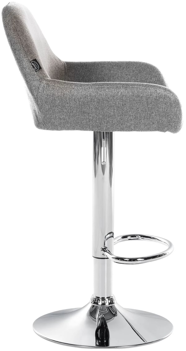 Sæt med 2 Braga stof barstole - grå med krom-look metalstel