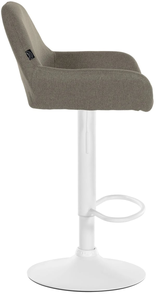 Set med 2 barstolar i taupe-tyg med kromfärgad metallram
