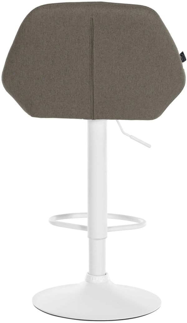 Set med 2 barstolar i taupe-tyg med kromfärgad metallram