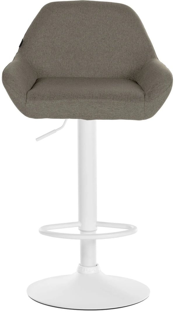 Set med 2 barstolar i taupe-tyg med kromfärgad metallram