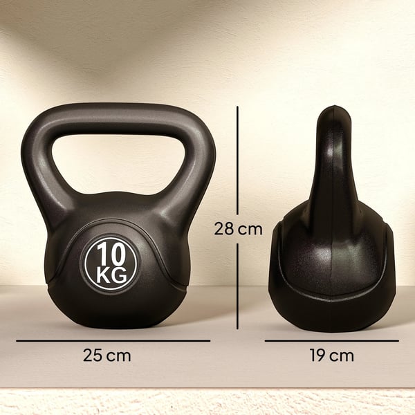 Kahvakuulapaino 10 kg Hiekan täyttämä painoharjoitteluun Aloittelijoille Musta