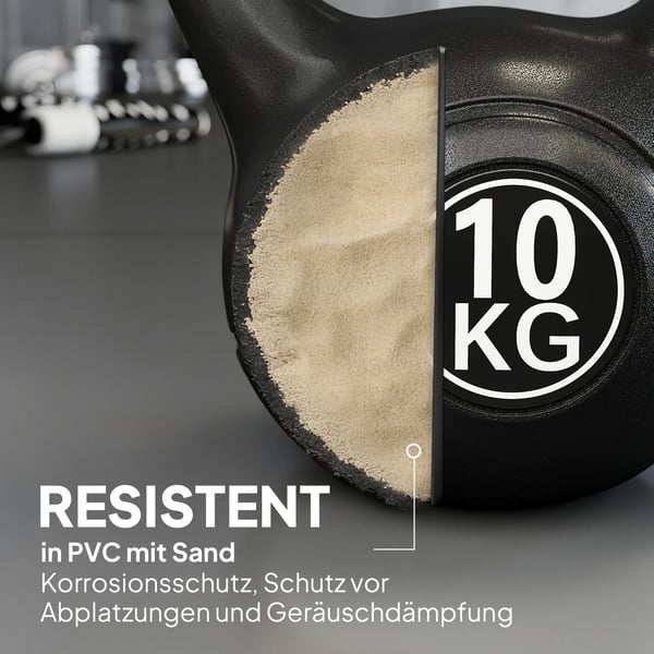 Kahvakuulapaino 10 kg Hiekan täyttämä painoharjoitteluun Aloittelijoille Musta