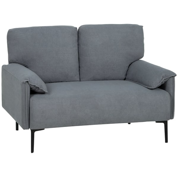 2-sits soffa, sammetsmjuk, grå, metallram, 127 cm bred