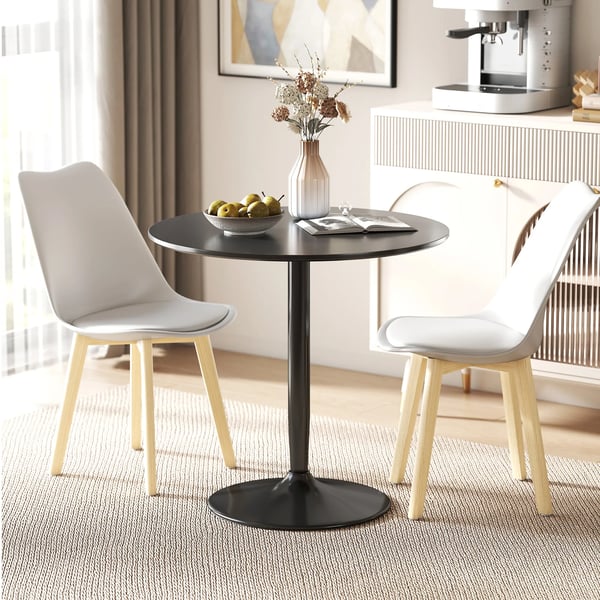 Matbord för 2 personer, rund bordsskiva Ø80 cm, MDF och stål, halkfri, svart, 75H cm