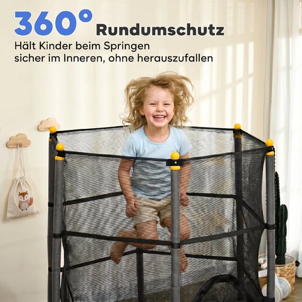 Børnetrampolin Ø163 cm med sikkerhedsnet, sort