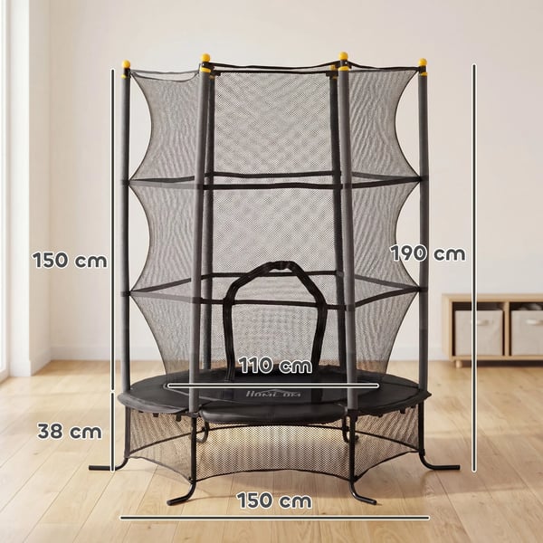 Børnetrampolin Ø163 cm med sikkerhedsnet, sort