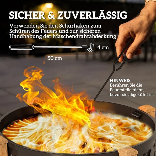 Eldstad med grillgaller 2-i-1, Metall, Svart/Brun, Ø75x58 cm