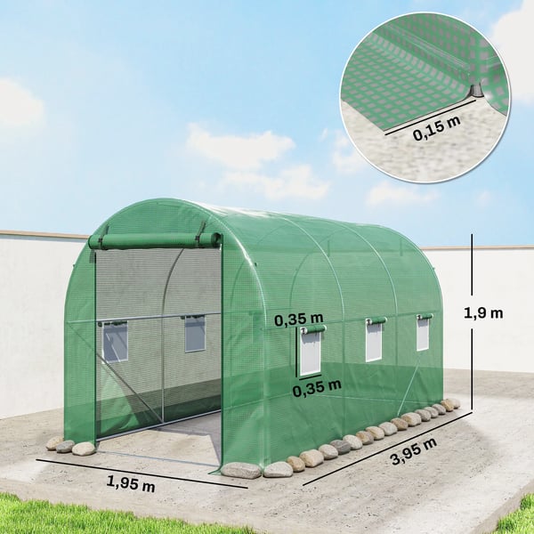 Folietunnel Växthus Grön 395x195x190cm