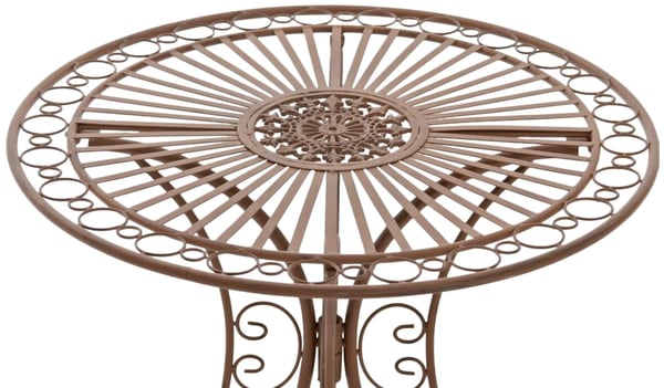 Hari Antik Brun Metal Havebord - 70 cm Diameter, 73 cm Højde