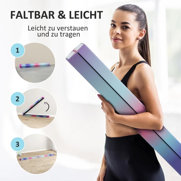 Balancebjælke 2,4 m, foldbar, skridsikker, multifarvet, EVA/polyester, til 3+ år, op til 80 kg