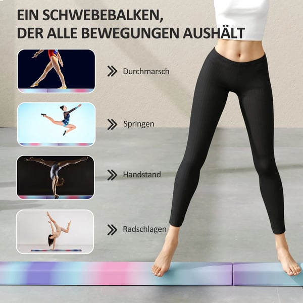 Balancebjælke 2,4 m, foldbar, skridsikker, multifarvet, EVA/polyester, til 3+ år, op til 80 kg