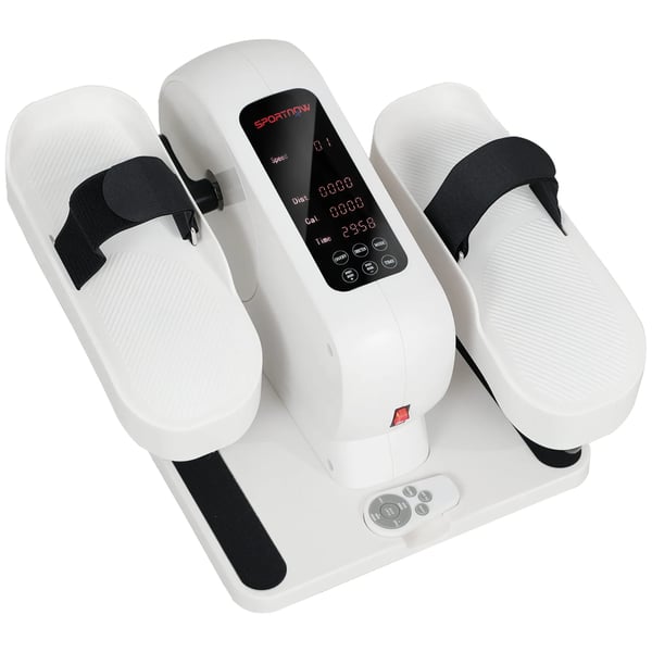 Mini Crosstrainer för Hemmet med Fjärrkontroll, 12 Hastigheter, Vit/Svart Stål/ABS