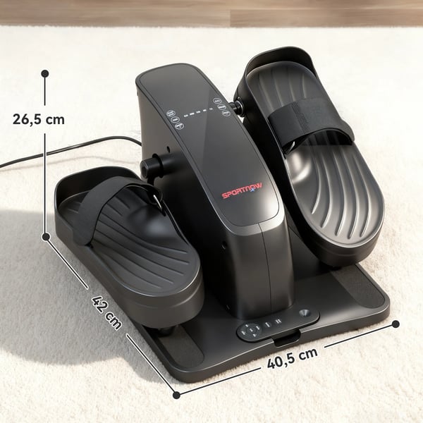 Mini-pedaltränare Mörkgrå/ABS/Metall, 12 hastigheter, LED, fjärrkontroll, bärbar