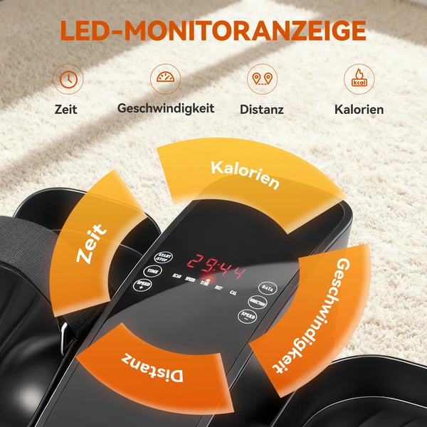 Mini-pedaltränare Mörkgrå/ABS/Metall, 12 hastigheter, LED, fjärrkontroll, bärbar