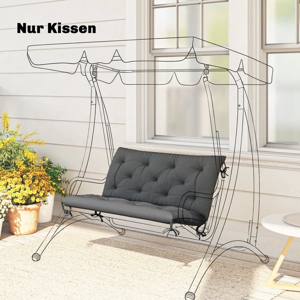 Bänkkudde 100x98cm för Trädgårdsbänk - Mörkgrå Polyester