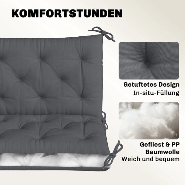 Bänkkudde 100x98cm för Trädgårdsbänk - Mörkgrå Polyester