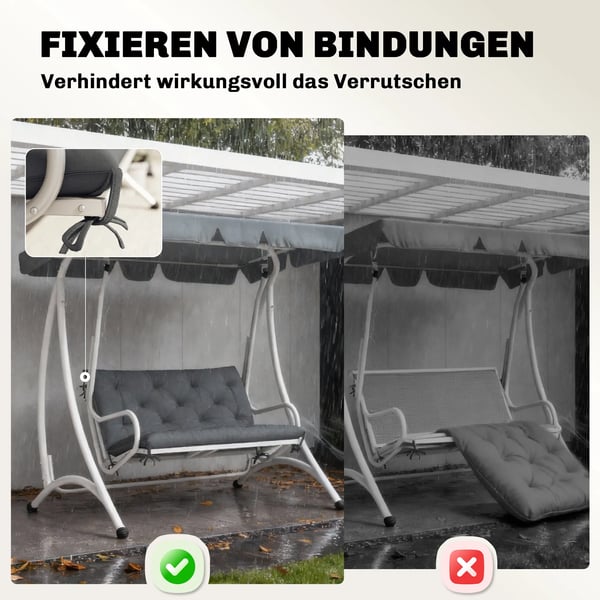 Bänkkudde 100x98cm för Trädgårdsbänk - Mörkgrå Polyester
