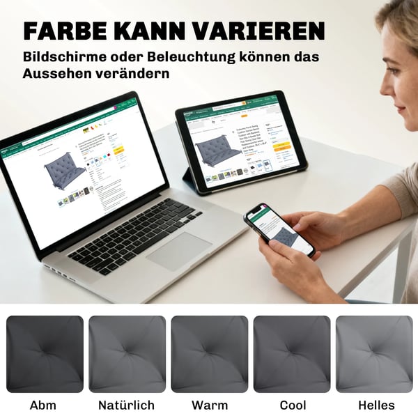 Bänkkudde 100x98cm för Trädgårdsbänk - Mörkgrå Polyester