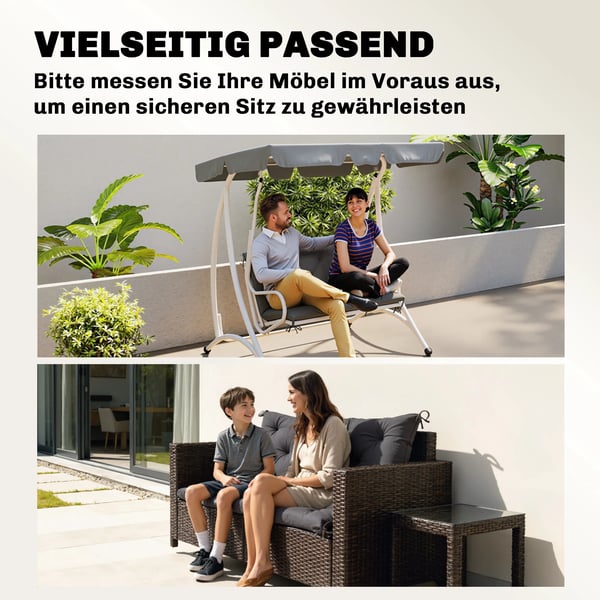 Bänkkudde 100x98cm för Trädgårdsbänk - Mörkgrå Polyester