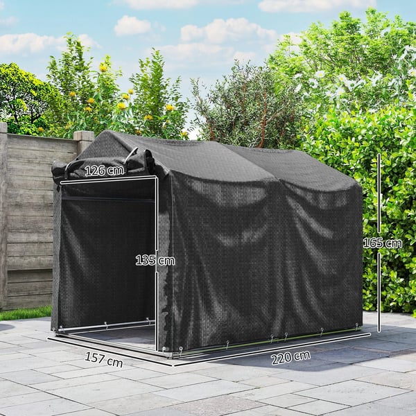 garagetelt, vandtæt teltgarage med dør, UV-bestandig 220 x 157 x 165 cm sort