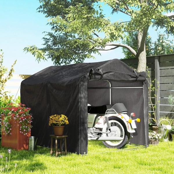 garagetelt, vandtæt teltgarage med dør, UV-bestandig 220 x 157 x 165 cm sort