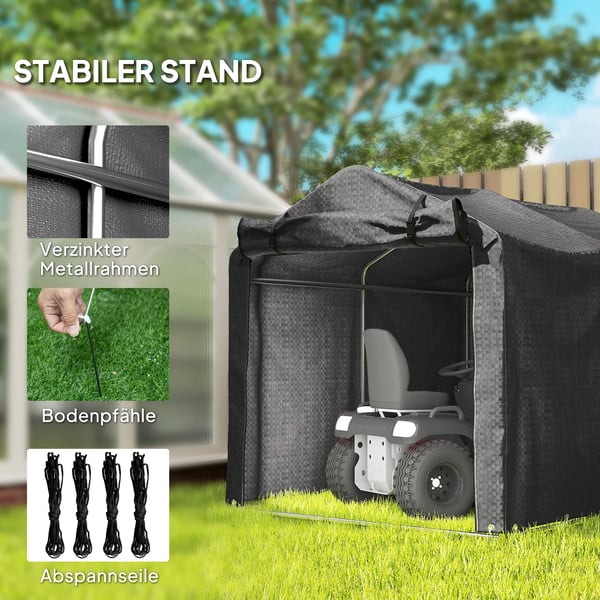 garagetelt, vandtæt teltgarage med dør, UV-bestandig 220 x 157 x 165 cm sort