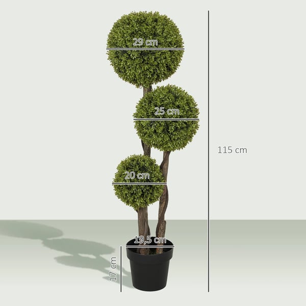 Konstgjord Buxbom, 115 cm, Grön Plast, Dekorativ Krukväxt för Inomhus/Utomhus