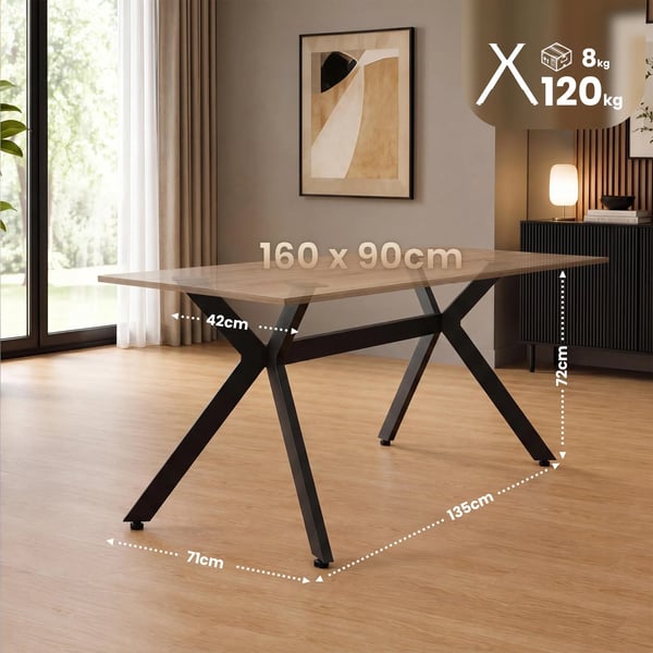 Cascada S Bordben - Mat Sort Metal - Industriel Stil DIY Bordstel - 135cm B x 72cm H, Maks. Belastning 120kg