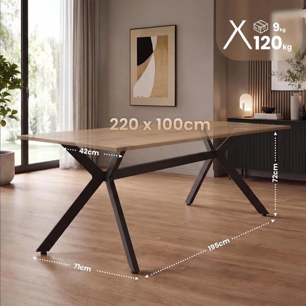 Cascada Metal Bordben - Industriel Stil DIY Bordstel, Mat Sort, L Størrelse (195cm Bredde)