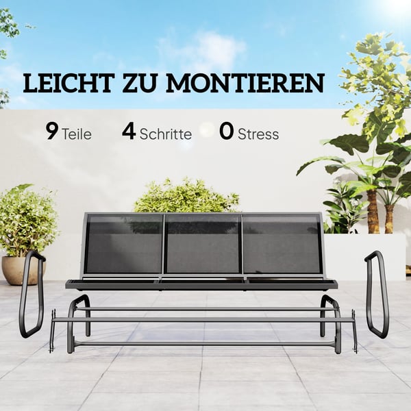 Gungstol 3-sits Metall Texteline Svart 147x75x85cm