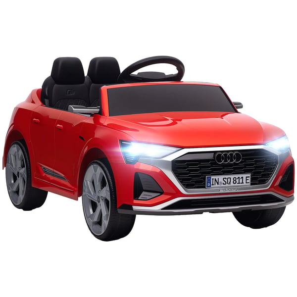 Elektrisk børnebil, 12V Audi Q8, 3-5 km/t, Fjernbetjening, Forlygter, Musik, Rød