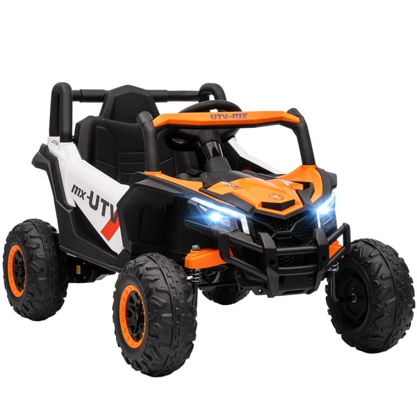 12V Elbil til børn - Orange (Fjernbetjent, Musik, LED, USB)