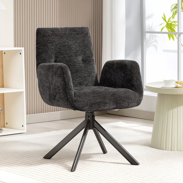 Drejestol i polyester med moderne design, sort, 120 kg belastning
