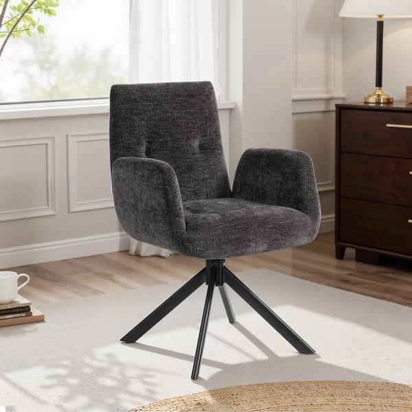 Drejestol i polyester med moderne design, sort, 120 kg belastning