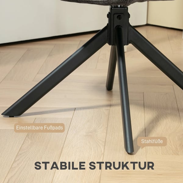 Drejestol i polyester med moderne design, sort, 120 kg belastning