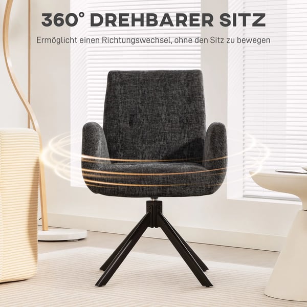 Drejestol i polyester med moderne design, sort, 120 kg belastning