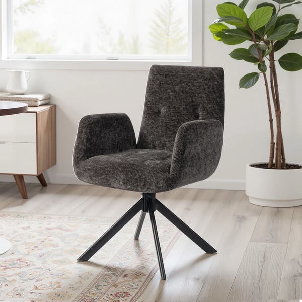 Drejestol i polyester med moderne design, sort, 120 kg belastning
