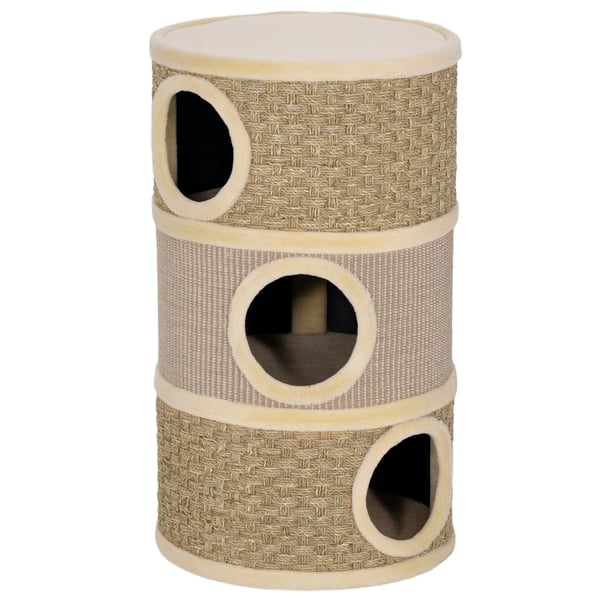 Klösträd, 79 cm, Khaki+Brun, flera nivåer, plysch och sisal, för katter över 10 kg