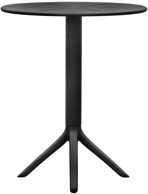 Lacota rundt udendørs spisebord, 60 cm diameter, sort polypropylen, vejrbestandigt