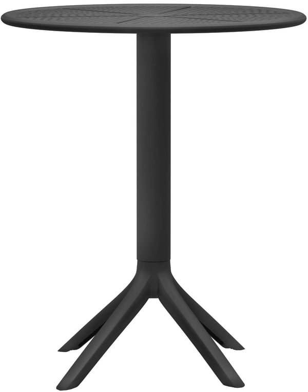 Lacota rundt udendørs spisebord, 60 cm diameter, sort polypropylen, vejrbestandigt