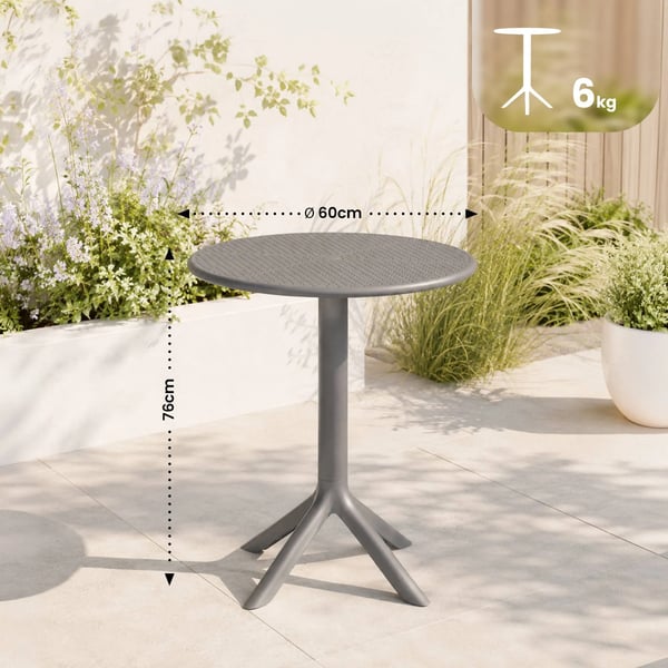 Lacota rundt have- og bistrobord i plast, antracit, 60 cm diameter