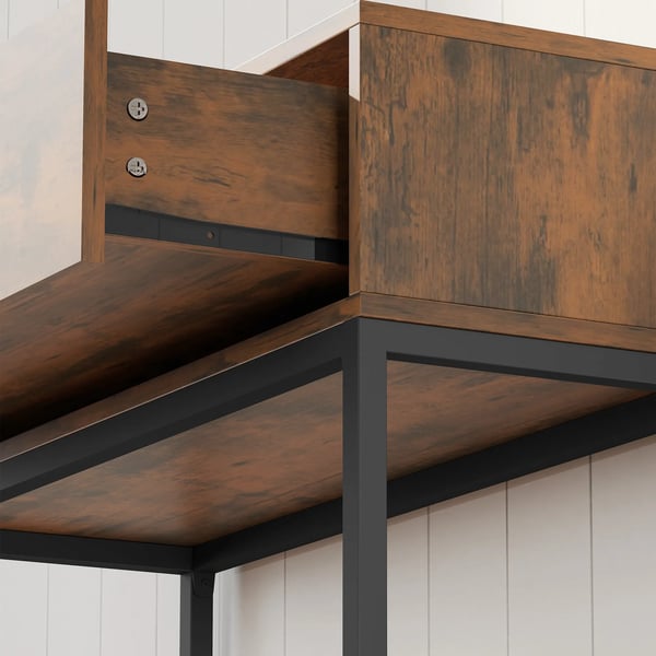 Konsolbord med låda, industriell design, 80x30x76 cm, rustik brun