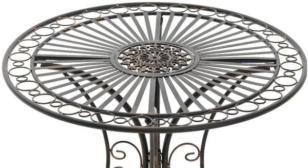 Hari Trädgårdsbord i Bronsmetall, 70 cm Diameter, 73 cm Höjd - Handgjort Utematsbord i Järn för Uteplatser och Balkonger