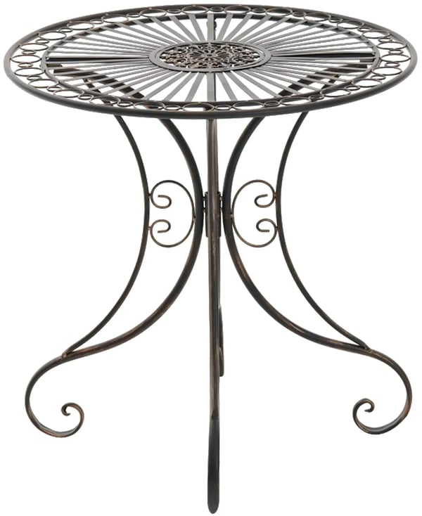 Hari Trädgårdsbord i Bronsmetall, 70 cm Diameter, 73 cm Höjd - Handgjort Utematsbord i Järn för Uteplatser och Balkonger