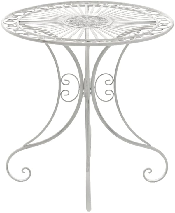 Hari Antikvit Vit Trädgårdsbord - 70 cm Diameter, 73 cm Höjd, Handgjort Järn
